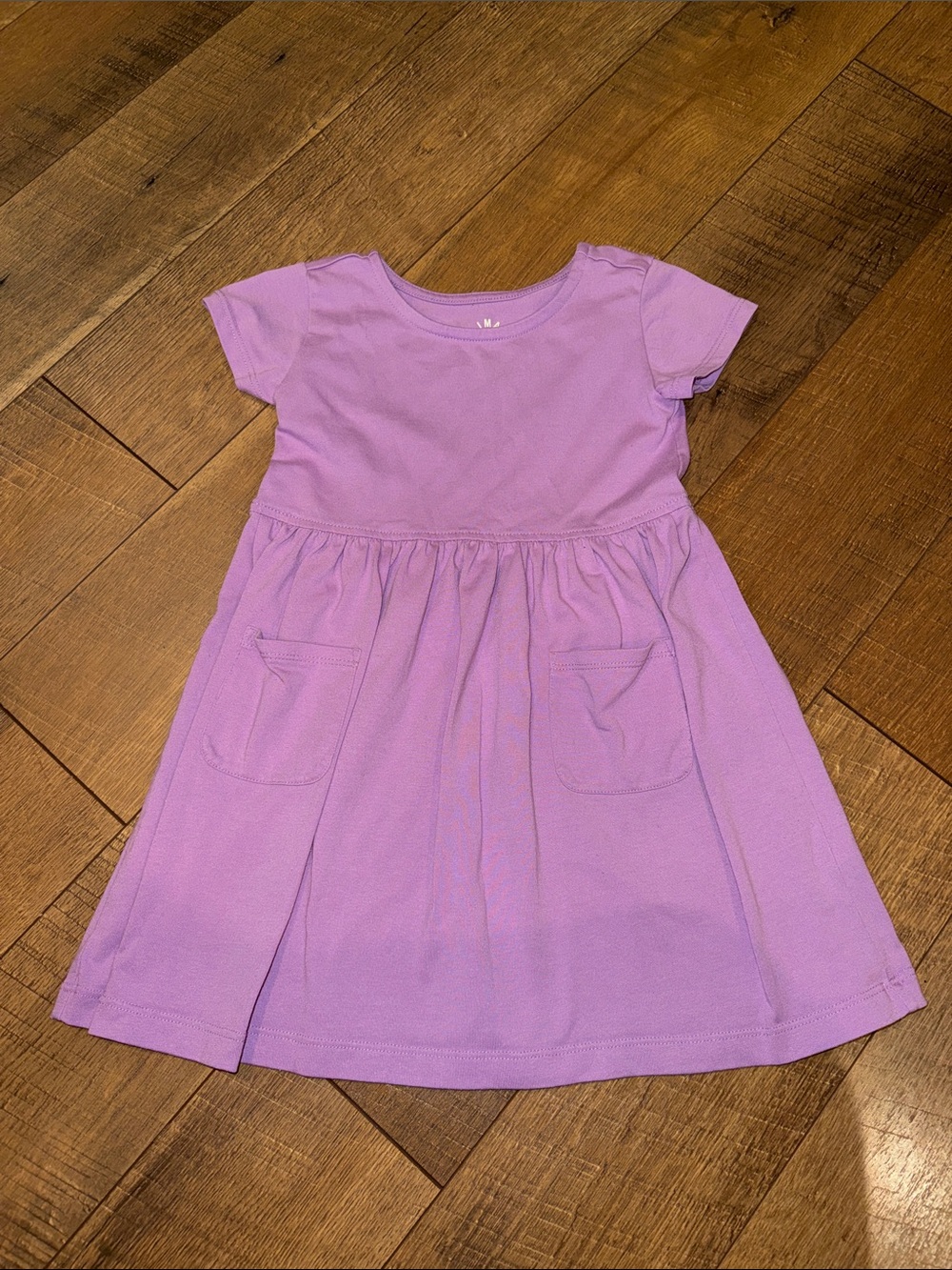Primary Lavender Short-Sleeve Knit Pocket Dress